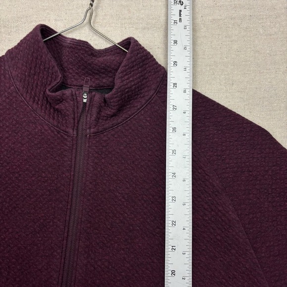 Lululemon At Ease Mens Pullover Quarter Zip Textured Burgundy Athletic Fit - Picture 4 of 5